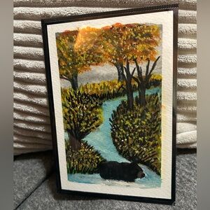 Autumn Landscape Painting with River